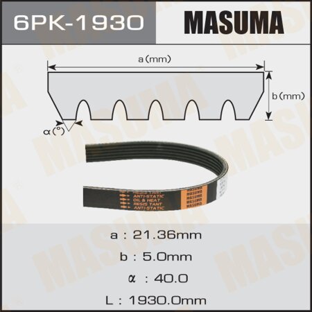 Drive V-Ribbed belt Masuma, 6PK-1930