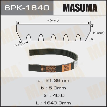 Drive V-Ribbed belt Masuma, 6PK-1640