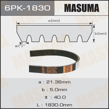 Drive V-Ribbed belt Masuma, 6PK-1830