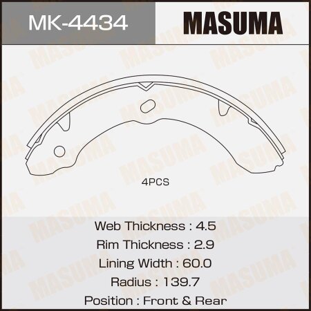 Brake shoes Masuma, MK-4434