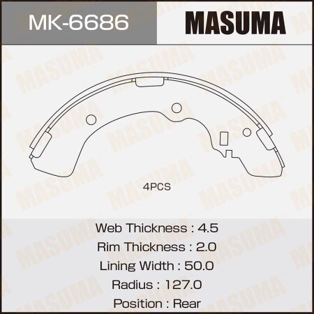 Brake shoes Masuma, MK-6686