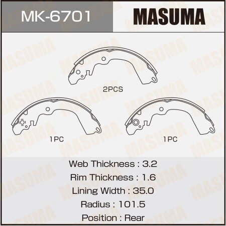 Brake shoes Masuma, MK-6701