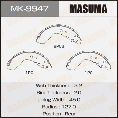 Brake shoes Masuma, MK-9947