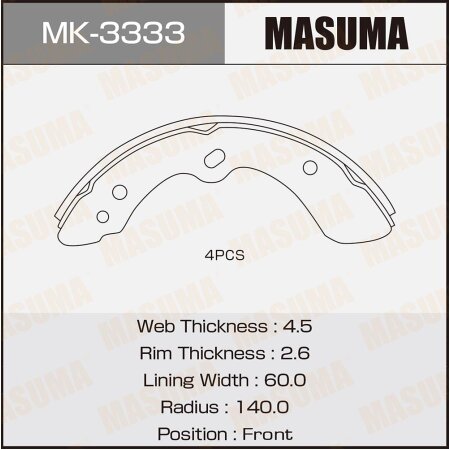 Brake shoes Masuma, MK-3333