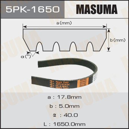 Drive V-Ribbed belt Masuma, 5PK-1650