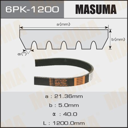 Drive V-Ribbed belt Masuma, 6PK-1200