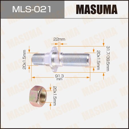 Wheel stud Masuma M20x1.5(L), M20x1.5(R), MLS-021