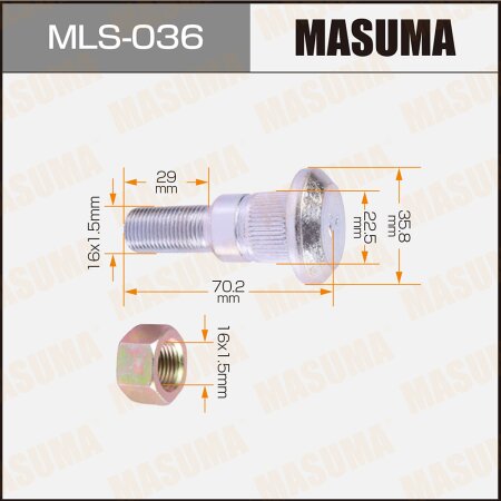 Wheel stud Masuma M16x1.5(L), MLS-036