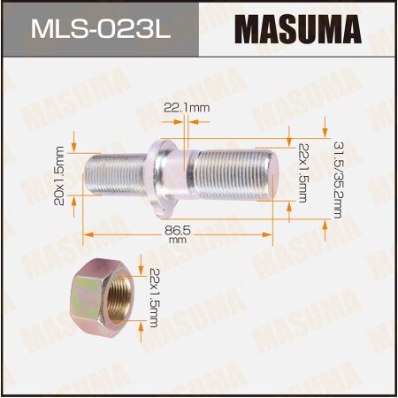 Wheel stud Masuma M22x1.5(R), M20x1.5(L), MLS-023L