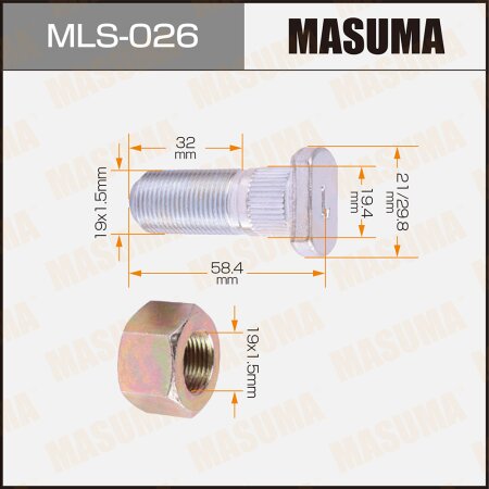 Wheel stud Masuma M19x1.5(L), MLS-026