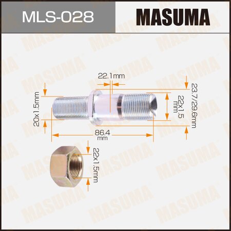 Wheel stud Masuma M22x1.5(R), M20x1.5(L), MLS-028