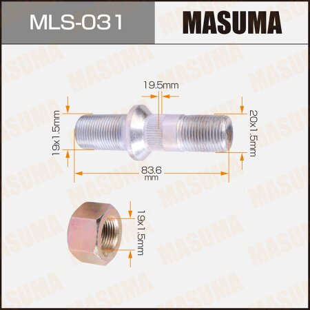 Wheel stud Masuma M19x1.5(R), M20x1.5(L), MLS-031