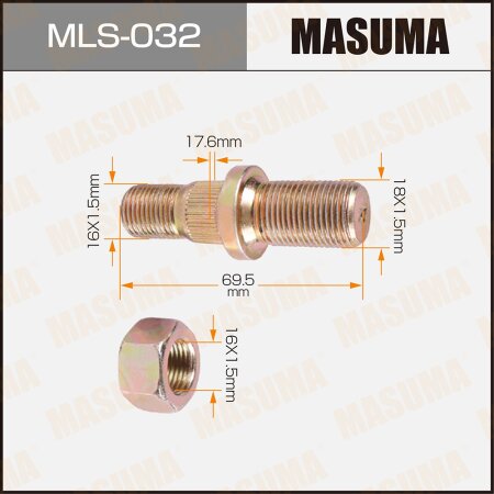 Wheel stud Masuma M16x1.5(R), M18x1.5(R), MLS-032