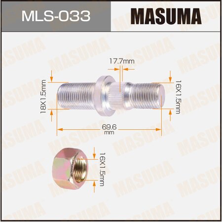 Wheel stud Masuma M16x1.5(R), M1:18x1.5(L), MLS-033