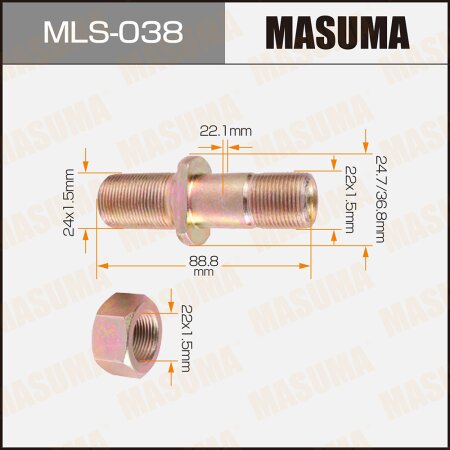 Wheel stud Masuma M22x1.5(R), M24x1.5(R), MLS-038