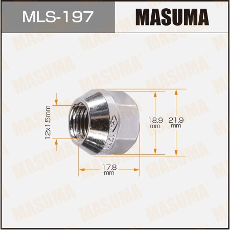 Wheel nut Masuma M 12x1.5(R) size 19 open-end, MLS-197