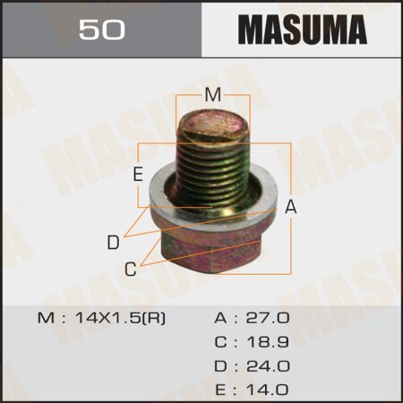 Oil drain plug Masuma (no magnet) M14x1.5, 50