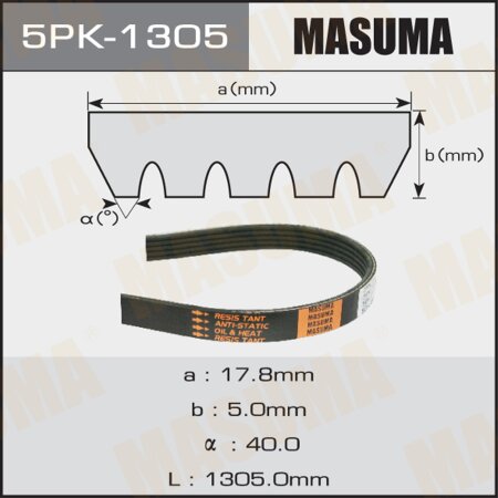 Drive V-Ribbed belt Masuma, 5PK-1305