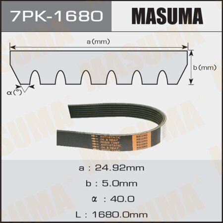 Drive V-Ribbed belt Masuma, 7PK-1680