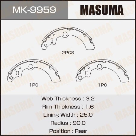 Brake shoes Masuma, MK-9959