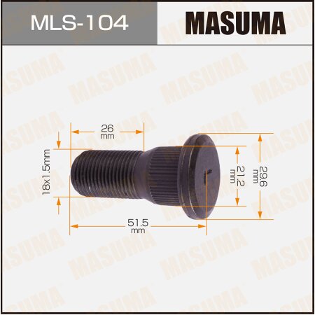 Wheel stud Masuma M18x1.5(L), MLS-104