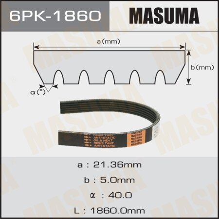 Drive V-Ribbed belt Masuma, 6PK-1860