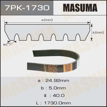 Drive V-Ribbed belt Masuma, 7PK-1730