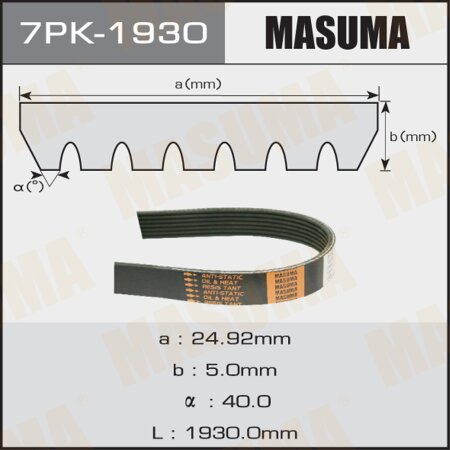 Drive V-Ribbed belt Masuma, 7PK-1930