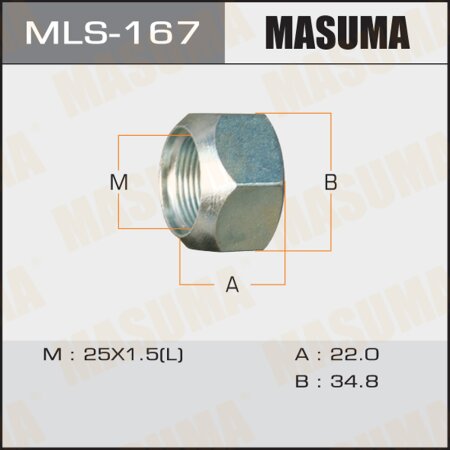 Wheel nut Masuma M 25x1.5(L) size 35 open-end, MLS-167