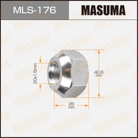 Wheel nut Masuma M 20x1.5(L) size 41 open-end, MLS-176