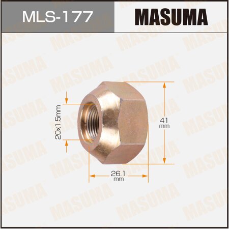 Wheel nut Masuma M 20x1.5(R) size 41 open-end, MLS-177