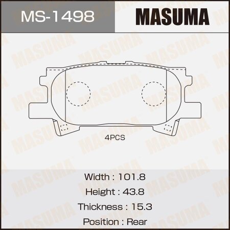 Brake pads Masuma, MS-1498