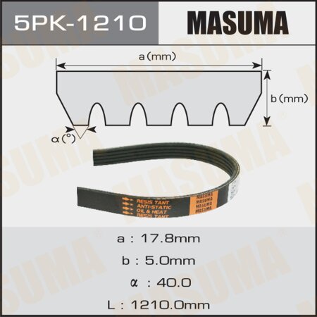 Drive V-Ribbed belt Masuma, 5PK-1210