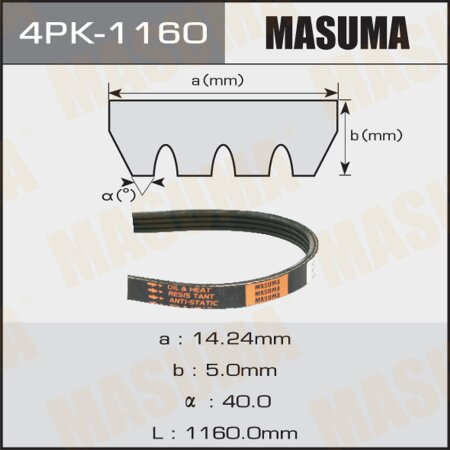 Drive V-Ribbed belt Masuma, 4PK-1160