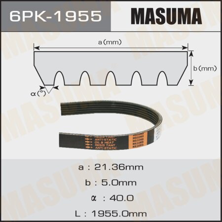 Drive V-Ribbed belt Masuma, 6PK-1955