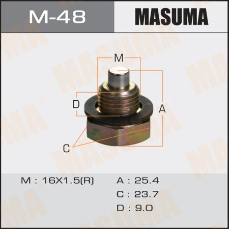 Oil drain plug Masuma (with magnet) M16x1.5, M-48