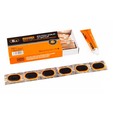 Inner tube cold repair patch Masuma, 25х35mm, set of 48pcs + glue 22ml, S-4