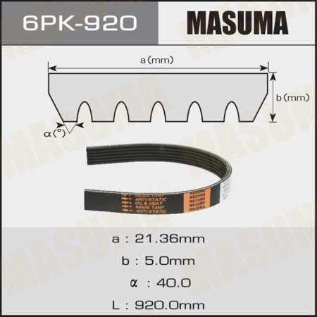 Drive V-Ribbed belt Masuma, 6PK-920