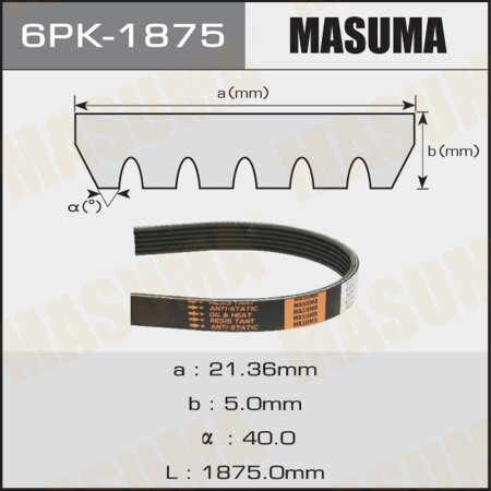 Drive V-Ribbed belt Masuma, 6PK-1875