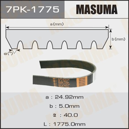 Drive V-Ribbed belt Masuma, 7PK-1775