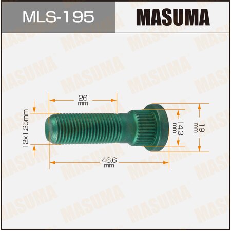 Wheel stud Masuma M12x1.25(R), MLS-195