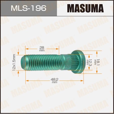 Wheel stud Masuma M12x1.5(R), MLS-196