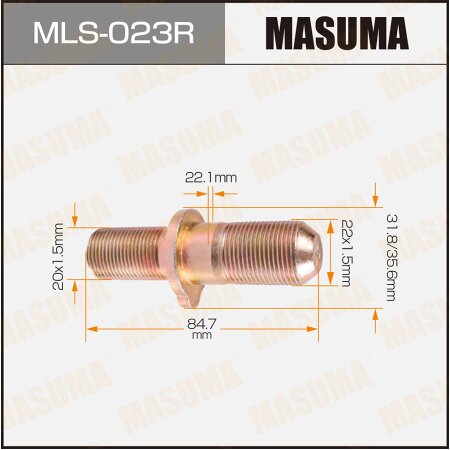 Wheel stud Masuma M22x1.5(R), M20x1.5(R), MLS-023R