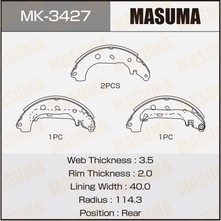 Brake shoes Masuma, MK-3427