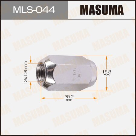 Wheel nut Masuma M12x1.25(R) size 19, MLS-044