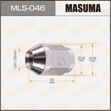 Wheel nut Masuma M12x1.25(R) size 21, MLS-046