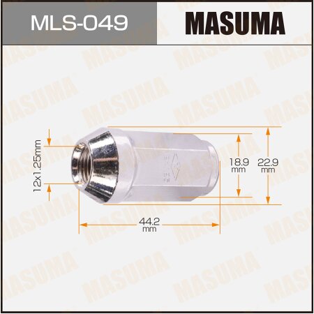 Wheel nut Masuma M12x1.25(R) size 19, MLS-049