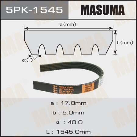 Drive V-Ribbed belt Masuma, 5PK-1545