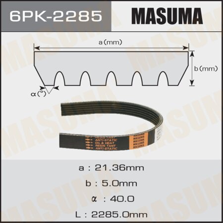 Drive V-Ribbed belt Masuma, 6PK-2285