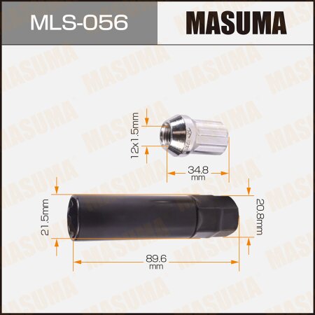 Locking lug wheel nut set Masuma M12x1.5(R), MLS-056